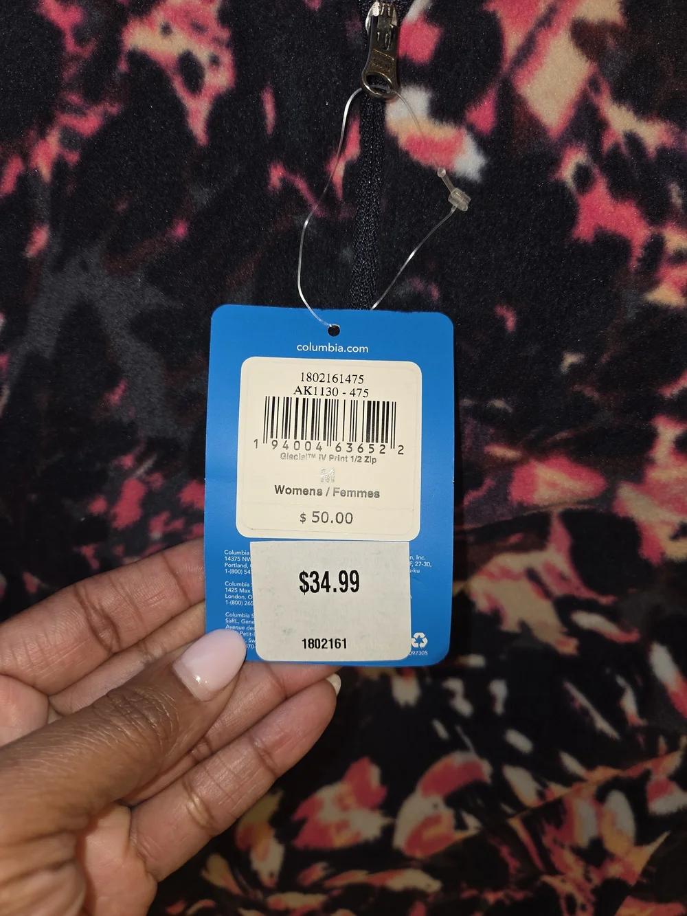 Columbia Women's Black, Pink & Cream Patterned Zip-Up Fleece